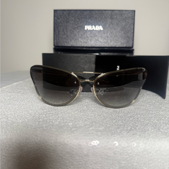 Prada Women's Gold and Black Sunglasses - Picture 1 of 6